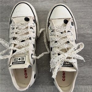 Converse Cream Sneakers with Black Dots